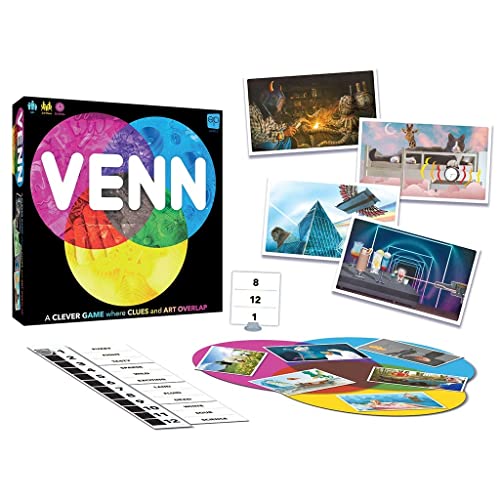 Venn Board Game | Family Game for 2+ Players | Cooperative & Competitive Gameplay Variations | Creative Word Association Game Featuring Unique Gameplay & Custom Artwork | Ages 10+