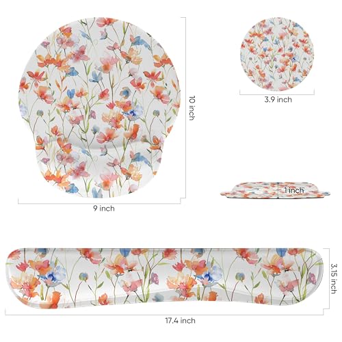 RICHEN 3 PCS Computer Mouse Pads for Desk with Coaster Set, Non-Slip Keyboard Wrist Rest and Mouse Pad Set, Ergonomic Design (YKMWR-52) - color: Ykmwr-52