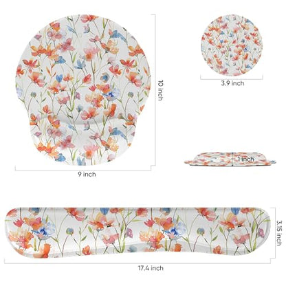 RICHEN 3 PCS Computer Mouse Pads for Desk with Coaster Set, Non-Slip Keyboard Wrist Rest and Mouse Pad Set, Ergonomic Design (YKMWR-52) - color: Ykmwr-52
