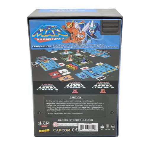 KESS: Mega Man: Adventures - Battle Board Game, Card & Dice Management, Iconic Boss Fights, Cooperative Robot Blasting Action, Ages 14+, 1-4 Players