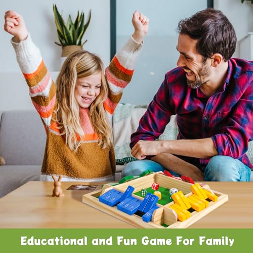 Shut The Box Dice Game for 2-4 Player Wooden Dice Game Math Games Close The Box Family Dice Board Games for Kids Adults, Tabletop Version Games for Classroom, Home, Easter Day, Party or Pub - style: 8.7 inch