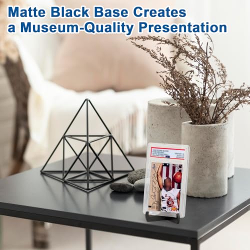 3 Pack Card Stands for Display 3 Inch - Black Natural Bamboo Assemblable | Trading Card Display Stand Sport Card Holder Small Easel Stand Easel Holder for BGS PSA SGC Tarot Card Table Use - color: Black