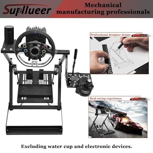 Supllueer Foldable Racing Wheel Stand with Seat Slot Fit for Logitech G29 G920 G923,for Thrustmaster T248 T300RS T300 T500,for Fanatec,Adjustable Steering Wheel Stand, No Shifter Handbrake Wheel pedal