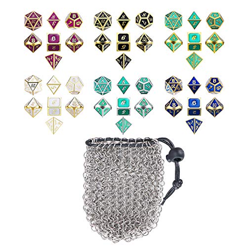 YOUSHARES Drawstring Game Dice Bag - Stainless Steel Chainmail DND Dice Pouch for Metal Polyhedral D&D Dice Set, Coin - color: Silver
