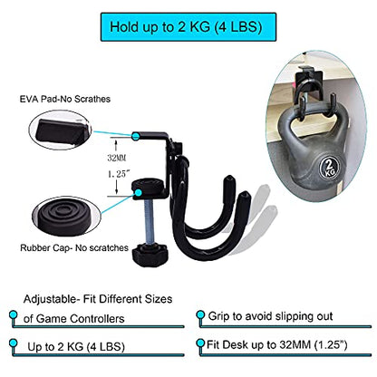YYST Desk Mount Game Controller Holder Clamp On Hanger Holder Storage Rack for PS3/PS4/PS5/Xbox 360/Xbox One/S/X/Elite/Series S/Series X Controller, Pro Controller,etc-No Game Controller-Black