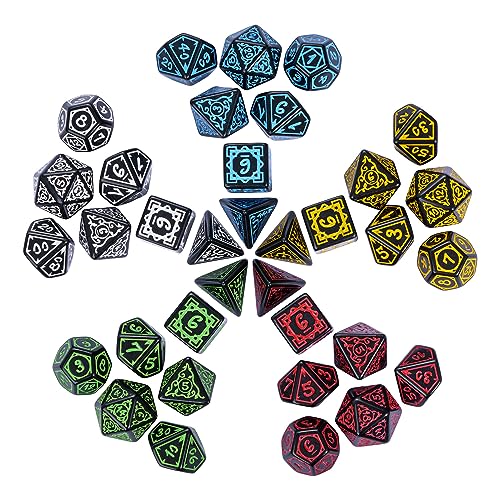 5 Sets DND Dice Druid Polyhedral Dice Set (35pcs) with 1 Large Leather Bag, D&D Die Set for RPG Table Games (5Sets/35Pcs Druid Die) - color: 5sets/35pcs Druid Dice