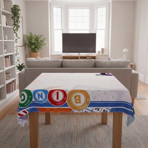 Hahafelt Bingo Table Cloth for Card Game 55 x 55 Inch Casino Table Cover | Square Table Cover, Washable, Casino Theme Party Supplies, Card Game, Indoor and Outdoor Dining Various Gatherings Party Gift