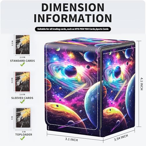 Commander Deck Box for MTG Commander Trading Cards with Magnetic Closure,Premium Leather Card Storage Box Case for MTG TCG CCG Magic Cards,Fits 100+ Single Sleeved Cards, Greatful Galaxys Planet - color: Greatful Galaxys Planet