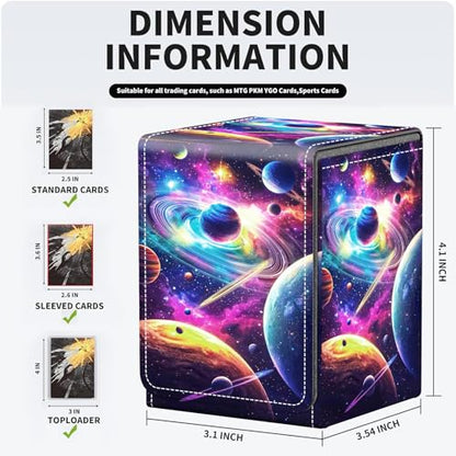 Commander Deck Box for MTG Commander Trading Cards with Magnetic Closure,Premium Leather Card Storage Box Case for MTG TCG CCG Magic Cards,Fits 100+ Single Sleeved Cards, Greatful Galaxys Planet - color: Greatful Galaxys Planet