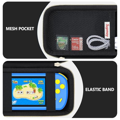 Supmay Carrying Case Compatible with CCTU / TEBIYOU Kids Handheld Games Preloaded 218 Retro Video Games, Portable Gaming Electronic Toys Storage Holder Travel Bag with Mesh Pocket, Black(Star) - color: Black Star