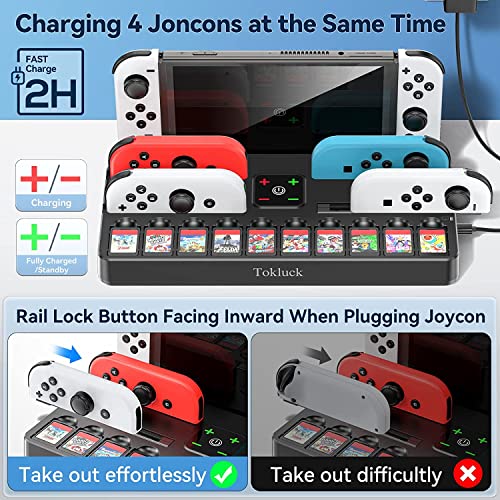Switch Docking Station for TV with Controller Charger, Replacement for Switch TV Dock with HDMI Adapter, SW Base Station Portable Charging Dock with 10 Game Slots - size: S-Black-Switch 1