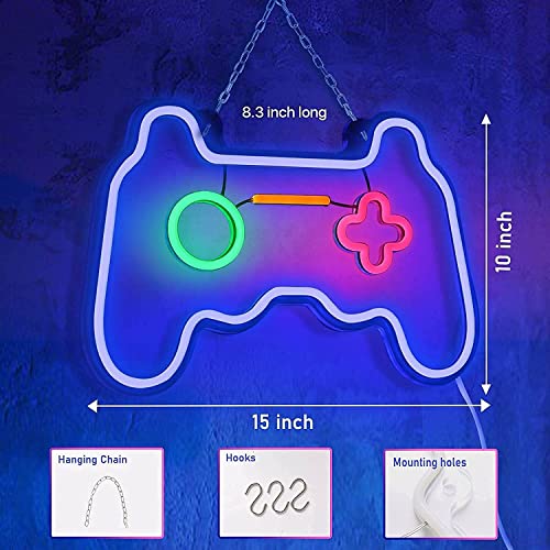Led Dimmable Neon Signs Wall Decorations For Living Room|Bedroom Gamepad Controller Shape Lights Game Room Decor Accessories Cool Teen Boys|Girls|Kids Gamer Gifts