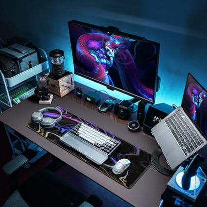 Canjoy Gaming Mouse Pad, Fluid Pattern Mouse Pad 31.5x11.8inch Large Extended Computer Mouse Mat Keyboard Full Desk Mousepad for Gaming, Office, Home - color: Blue-purple Fluid, size: 800*300mm