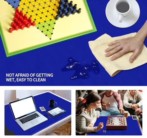 Large Tabletop Game Playmat, Water and Stain Resistant Non-Slip Desk Mat, Mahjong and Card Game MAT with Thick Stitched Edge, Cushioned Rubber Base (120 * 60cm*2mm) Blue - color: Blue, size: 120 x 60 x 0.2 cm
