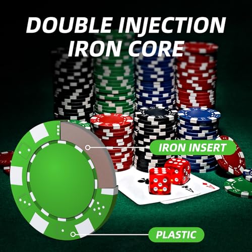 Homwom Poker Chip Travel Set, 100PCS 5 Color Professional Poker Chips in Cardboard Gift Box, 11.5 Gram Clay Composite Casino Poker Chips for Casino Card Games Texas Holdem Blackjack - style: 100pcs