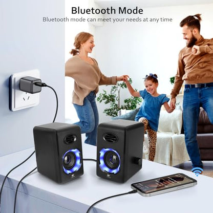 OROW Computer Speakers,USB Powered Desktop Speakers with 6 Lights Modes,Bluetooth 5.0&3.5mm AUX Speaker,RGB Gaming Speakers for PC/Monitor(Black)