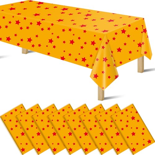 Anime Plastic Tablecloths for Rectangle Tables, Plastic Table Cover Disposable Red Stars Table Cloth for Party Decor Supplies Birthday Themed Party Decoration(54 x108) (8) - color: Red Star, size: 8 Pack