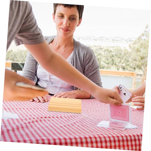 Yardwe 2Pcs Wooden Card Holder Wooden Display Base for Playing Cards Practical Storage for Games Compact Design for Home Decoration Sturdy Stand for Cards and Chess