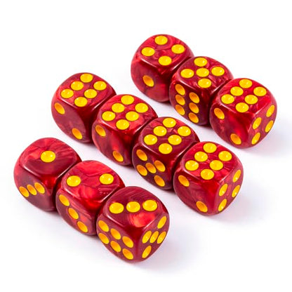 10 Pieces Polyhedral D6 Dice Set, 6 Sided Dice 16mm for RPG MTG DND Table Games (Red) - color: Red