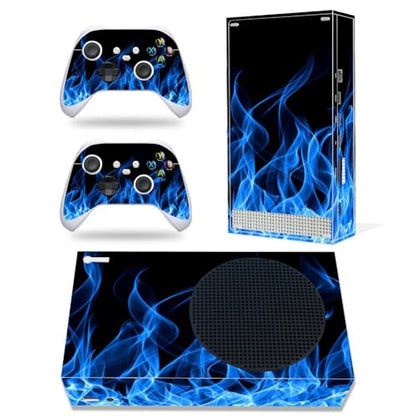Xbox Series S Stickers Full Body Vinyl Skin Decal Protective Cover for Microsoft Xbox Series S Console and Controllers (Series S Blue fire) - color: Series S blue fire