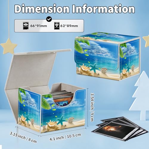 for MTG Commander Deck Box,Card Deck Box for Trading Yugioh MTG,Fits 100 Double Sleeved Cards,PU Leather Strong Magnet Case for Magic Commander TCG CCG,Beach Blue Ocean - color: Beach Blue Ocean