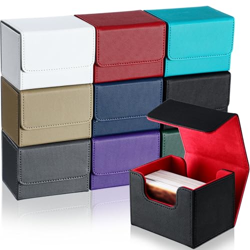 10 Pcs Leather Magnetic Deck Box for MTG Commander, 100+ Cards | PU Leather Card Deck Case,Snap Shut Lid,Stackable Design, Compatible with MTG Deck Boxes Tabletop Game Storage