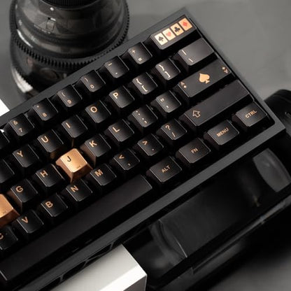 dagaladoo Keyboard keycaps Set, Double Shot PBT keycaps,Cherry Profile Custom Key caps 60 65 75 Percent for Cherry-mx 61/66/68/75/87 Retro Mechanical Keyboard,Black Poker Metal Coating - color: Black,Metal coating