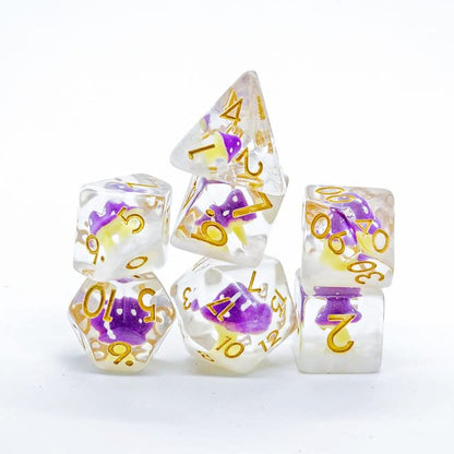 Sage's Portal Familiars and Reagents Resin DND Dice Set Polyhedral Dice Set for Dungeons and Dragons RPG Tabletop TTRPG (Purple Magic Shrooms) - color: Purple Magic Shrooms