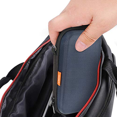 Portable Tech Travel Bag, Grey Blue Hard EVA Protective Storage Bag | Mesh Inner Pocket, Fits Power Bank, Hard Drive, Cell Phone, External Battery, Charging Cable, Zipper - color: Grey Blue