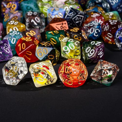 10 Pack Polyhedral Dice Set, Random Color 10 Sided Dice for D&D, DND, Table Games, Role Playing Game - color: 10pcs D00 Random Color