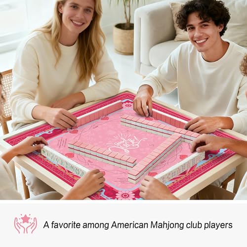 KUNTE Mahjong Mat, Red, 32"x32" | Non-Slip, Quiet, Waterproof, Foldable, For American Mahjong - color: Red