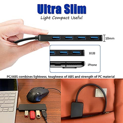 4-Port USB Hub 3.0, YaimhSound USB Splitter for Laptop, Keyboard and Mouse Adapter for Dell, Asus, HP, MacBook Air, Surface Pro, Acer, Xbox, Flash Drive, HDD, Console, Printer, Camera - size: 4 Port USB Hub