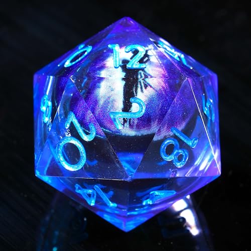 Beholder'S Eye D20 Dice Dragon Eye DND 22MM Single Dice with Resin Sharp Edge 20 Sided D&D - color: D20-blue Purple