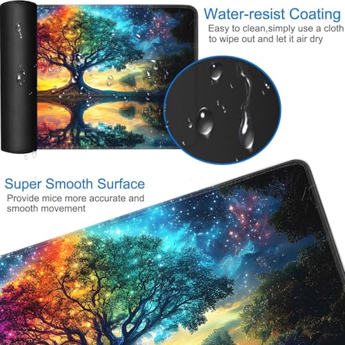 for MTG Game Playmat - 24 x 14 inches with Dices and Storage Bags, Non-Slip Base for TCG and Board Game Card Mats, Trading Card Games Mat, Rainbow Tree of Life Pattern Collectible Card Playmats - color: Jv-playmat-p7-1-h218