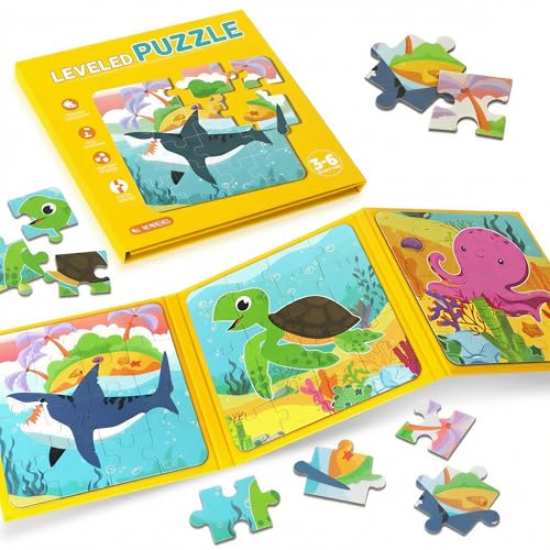 Nattork Magnetic Marine Animals Puzzle Book for Toddlers 3-6 Girls Boys,Travel Puzzles Game for Kids Ages 3-6,Learning Magnet with Fun for 3 4 5 6 Years Old Children Boys Girls - color: Ocean 61pc