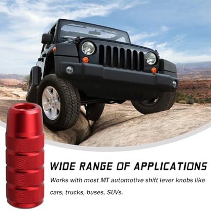 Osilly 3.74 Inch Aluminum Shift Knob with 3 Threaded Adapters, Red | aluminum alloy construction, ergonomic extended grip, supplied adapters, for manual and select automatic cars, interior parts - color: Red