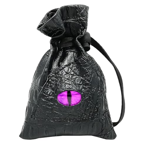 Haxtec Dragon Dice Bag PU Leather DND Dice Pouch with 3D Glass Dragon Eye, Small Drawstring Bag for Dungeons & Dragons, D&D Gamer Gifts for Dragon Lovers, Patent D893867