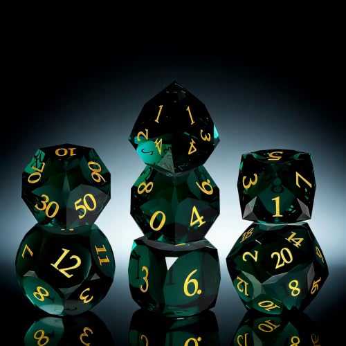 Unique Gemstone Dice Set 7PCS, Handmade Natural Stone Polyhedral DND Dice with Premium Gift Case for Board Game Lovers Birthday Gift (SJ-002-FBA) - color: Sj-002-fba