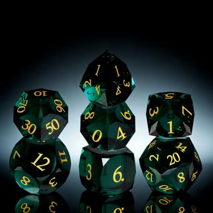 Unique Gemstone Dice Set 7PCS, Handmade Natural Stone Polyhedral DND Dice with Premium Gift Case for Board Game Lovers Birthday Gift (SJ-002-FBA) - color: Sj-002-fba