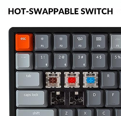 Keychron K4 Bluetooth Wireless Mechanical Keyboard RGB LED Backlit, Hot-swappable Compact 100 Keys USB Wired Computer Gaming Keyboard Aluminum Frame for Mac Windows, Gateron Blue Switch - color: Hot-swappable Blue Switch