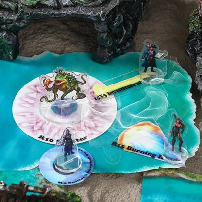 DND Miniature Coastal Swamp & Underwater Campaign Starter Set | Dungeons and Dragons, D&D 5E Pathfinder Compatible, Flat Acrylic Figure, TTRPG Tabletop RPG Game Accessory, DM Gift - style: 2d-mini-CoastalB