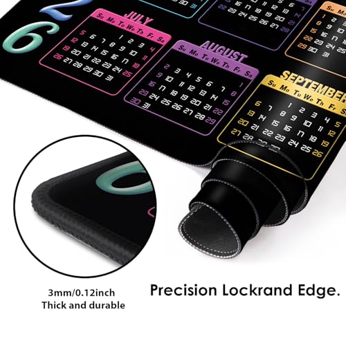 Galdas Gaming Mouse Pad XXL XL Large Long Extended Big Mousepad Non-Slip Rubber Keyboard Mouse Pad with Stitched Edges for Laptop Home Office (2026 Calendar, 31.5 * 11.8) - color: 2026 Calendar