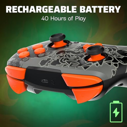 PDP REMATCH GLOW Wireless Nintendo Switch Pro Controller, Full Motion Controls – Licensed for Nintendo Switch. & Lite & OLED Model, Rechargeable Battery Power, Glow in the Dark: Blackout Bowser - color: Bowser