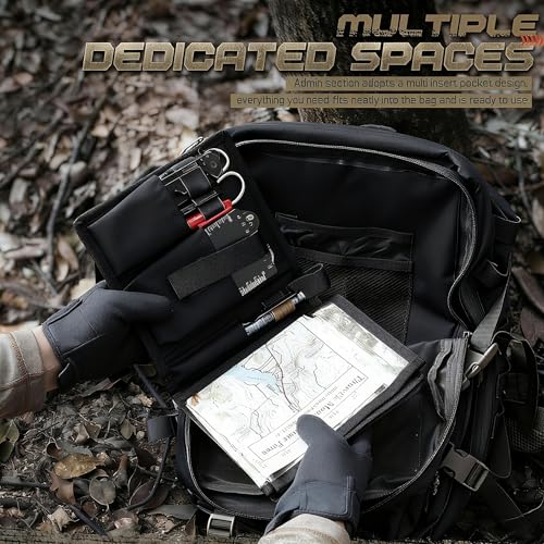 Military Map Case & Tactical Map Pouch with MOLLE, Waterproof TPU Holder | 13"x10" Clear Viewing Area, Foldable Design, 1000D Oxford, Land Navigation Kit for Hiking & Patrol - color: Black