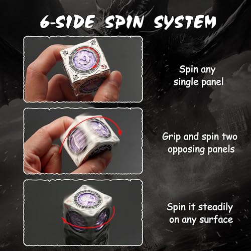 DNDND Multi-Functional Spinner Dice Cube for DND – Iconic Monster Themed Collector's Gift for D&D, Dungeon Masters & RPG Players (Silver&Purple) - color: Silver Purple