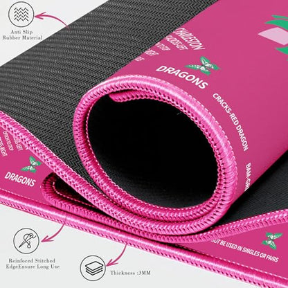 Mahjong Mat with Lotus & Butterfly Pattern, Anti-Slip Noise Reduction Rubber Gaming Mat, 32.4 x 32.4 Inch Magenta, Foldable Table Cover for Mahjong, Poker & Board Games - color: Magenta