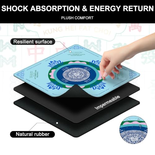 Mahjong Mat for Table with Rules, 31.5" x 31.5" Noise Reduction Non Slip Waterproof Mah Jong Table Mat with Carrying Bag, Suitable for Mahjong, Poker, Board Games, Dominoes, and Card Games(Blue) - color: Blue