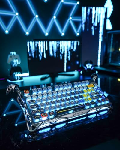 GravaStar Mercury K1 Pro Wireless Mechanical Gaming Keyboard, 75% Layout RGB Custom Keyboard, Hot-Swappable Linear Switches; Aluminum Alloy【Interstellar Silver】 - color: Interstellar Silver