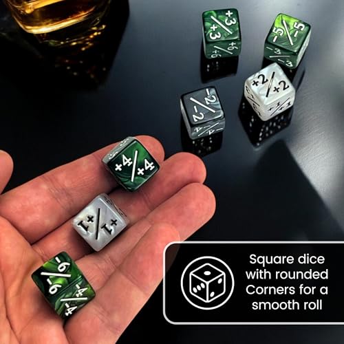 Luck Lab MTG Magic Life Counter Dice - 48 PCS Compatible w/Magic Card Game Accessories, CCG Creature Stats w/ 2 Dice Bags (Green Swirl, White Pearl, Black Pearl) - color: Green Swirl, Green Swirl, White Pearl, Black Pearl