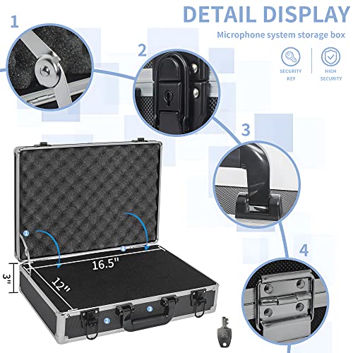 17 Inch Hard Shell Carrying Case Ideal for Wireless Mic System Storage & Camera Gear Transportation, Customizable Pre-Diced Foam, Aluminum Alloy Sturdy Build, Black - size: Inner：17''X 12.6''X 5''
